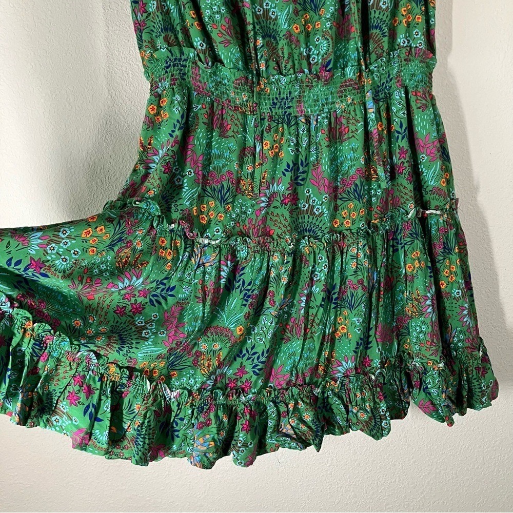 SUGARLIPS Rio Dress Plus Size 2X Boho Tiered Ditsy Floral Party Vacation Green - Picture 4 of 13